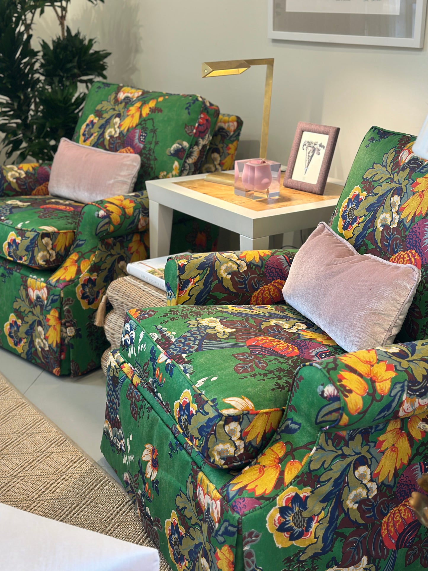 Swivel Chair - Green Floral (Pair Avail)